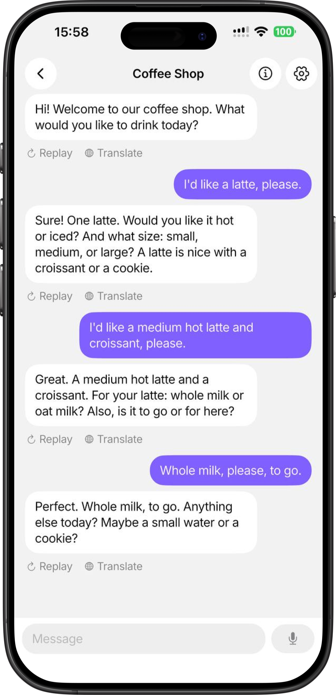 Rumi conversation screen