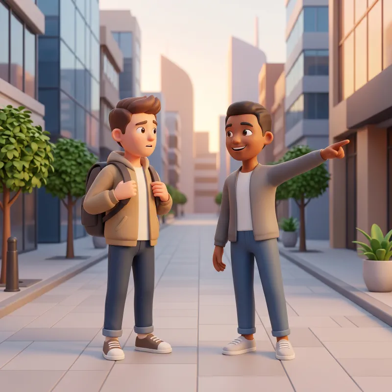 Asking a local for directions on the street