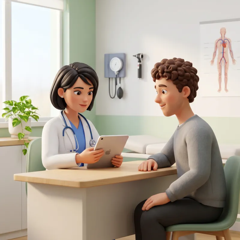 A patient talking with a doctor