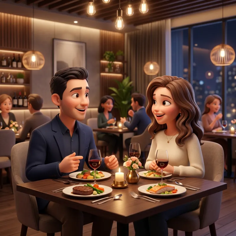 Friends ordering a meal at a restaurant